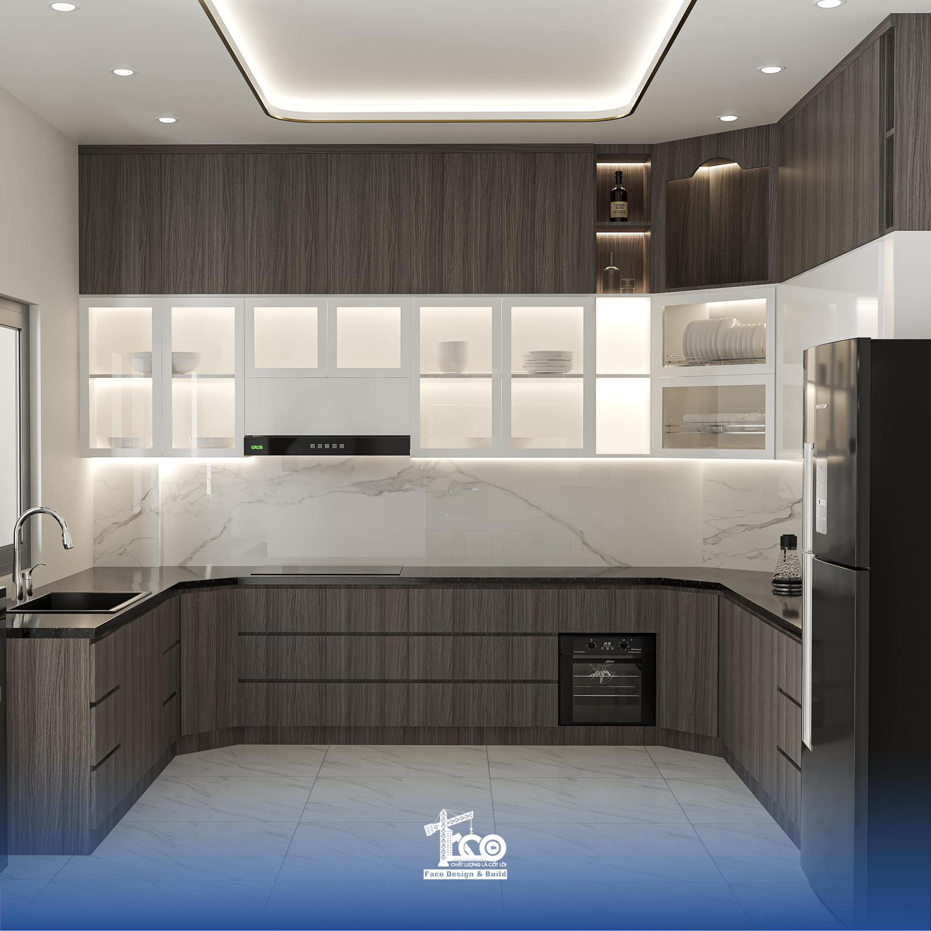 Thiết kế bếp chữ U tối ưu hóa diện tích Thiết kế bếp chữ U tối ưu hóa diện tích