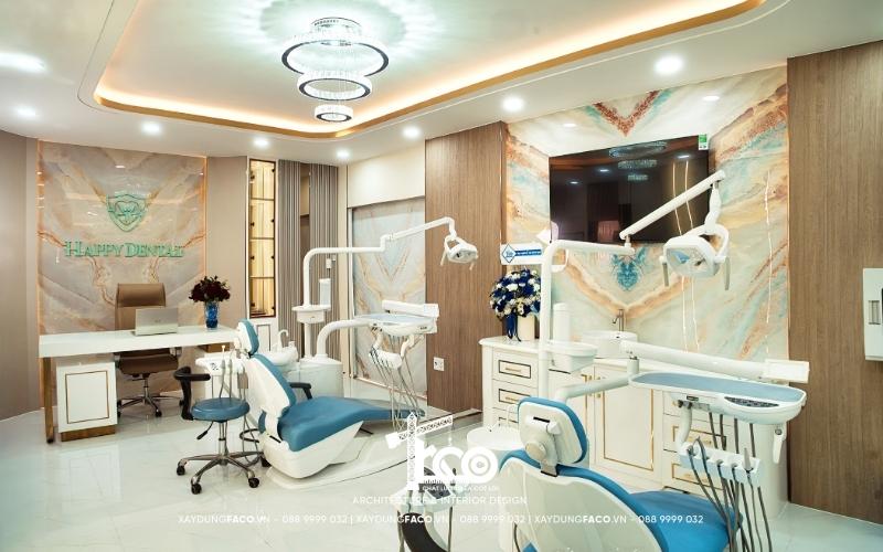 Mẫu thiết kế phòng khám nha khoa phong cách Luxury Style sang trọng với chất liệu đá marble cao cấp