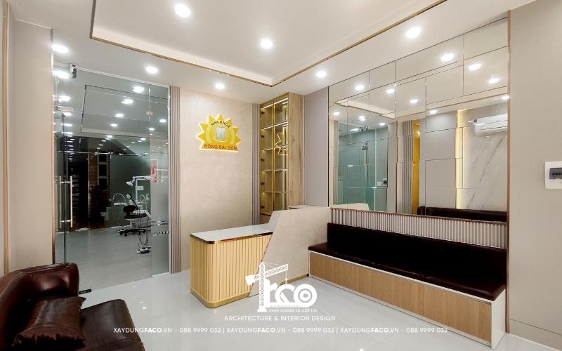 Không gian phòng khám răng có thiết kế nha khoa đẹp giúp giảm bớt căng thẳng cho bệnh nhân khi điều trị.