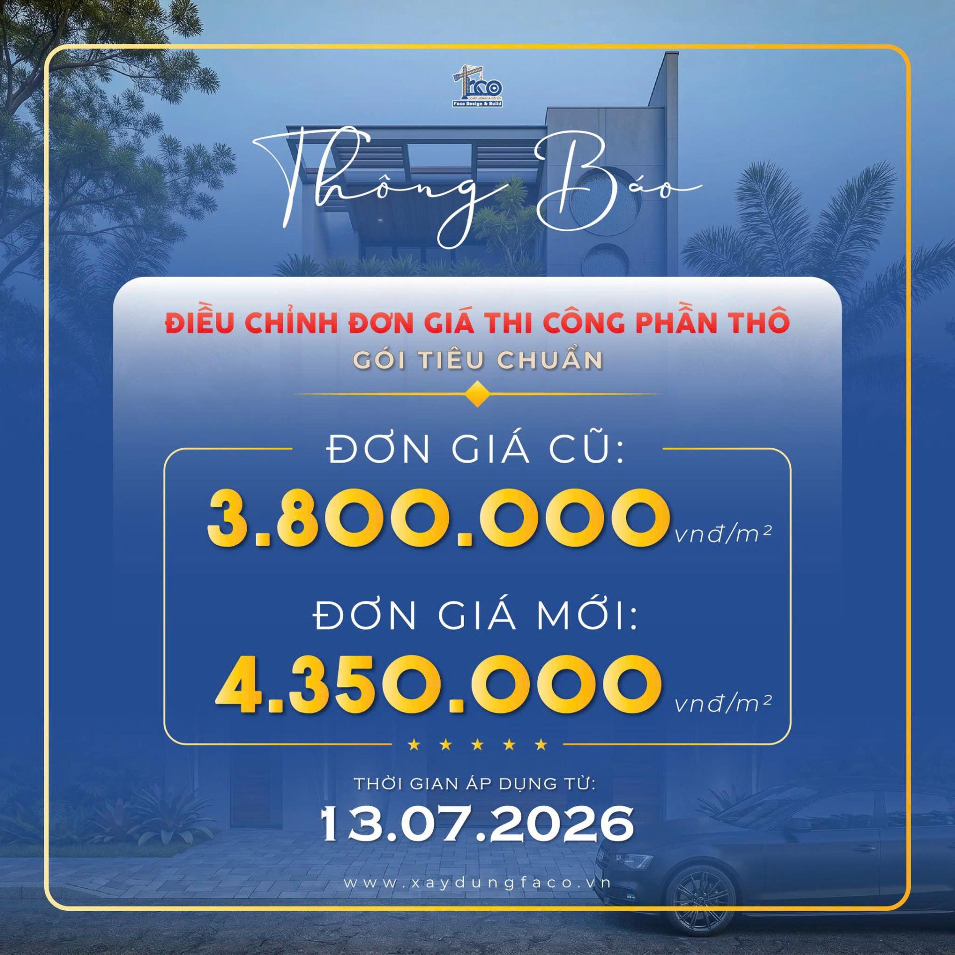 Điều chỉnh đơn giá thi công phần thô