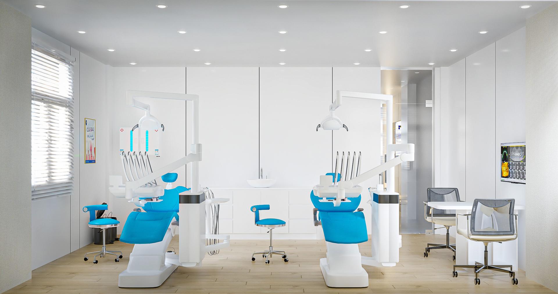 Thiết kế nha khoa tone trắng chủ đạo chuyên nghiệp Thiết kế nha khoa tone trắng chủ đạo chuyên nghiệp