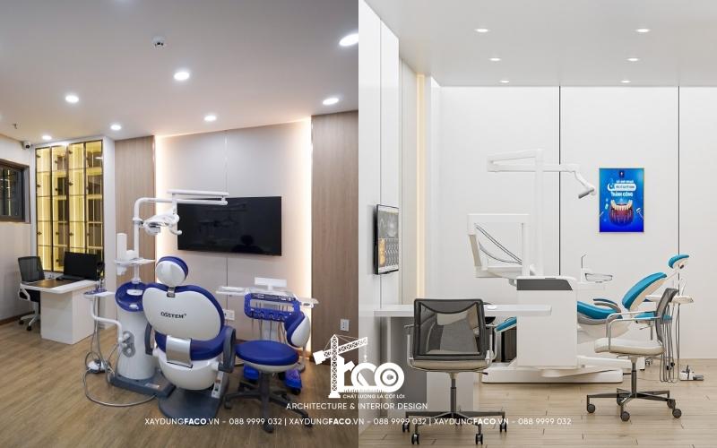 Hình ảnh so sánh thực tế và bản vẽ thiết kế 3D nha khoa không gian phòng VIP tại Tâm Thế