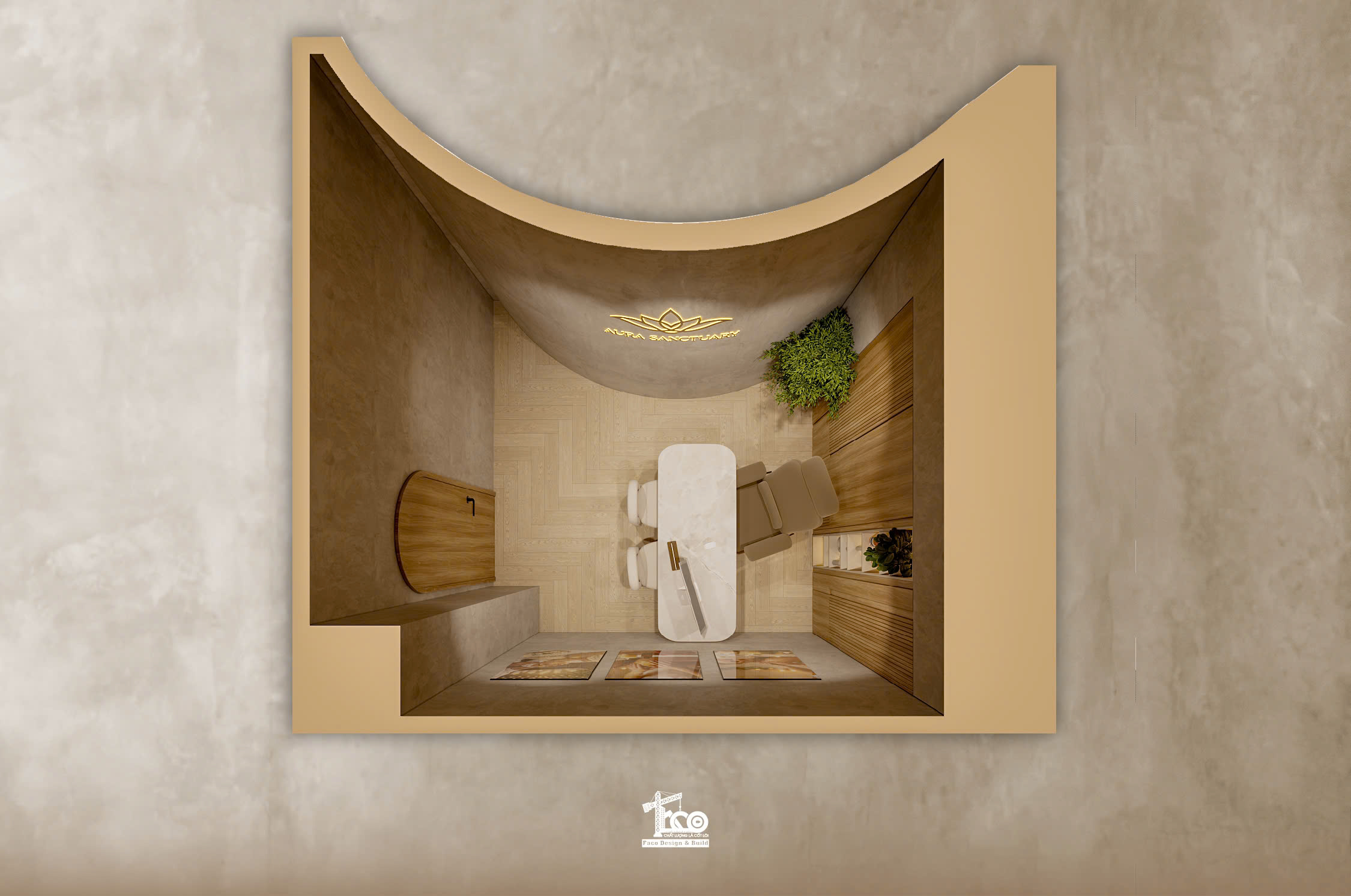 Review Thiết Kế 3D Aura Sanctuary Spa – Dòng Chảy Chữa Lành Nơi Không Gian Tĩnh Lặng Phòng tư vấn spa riêng tư