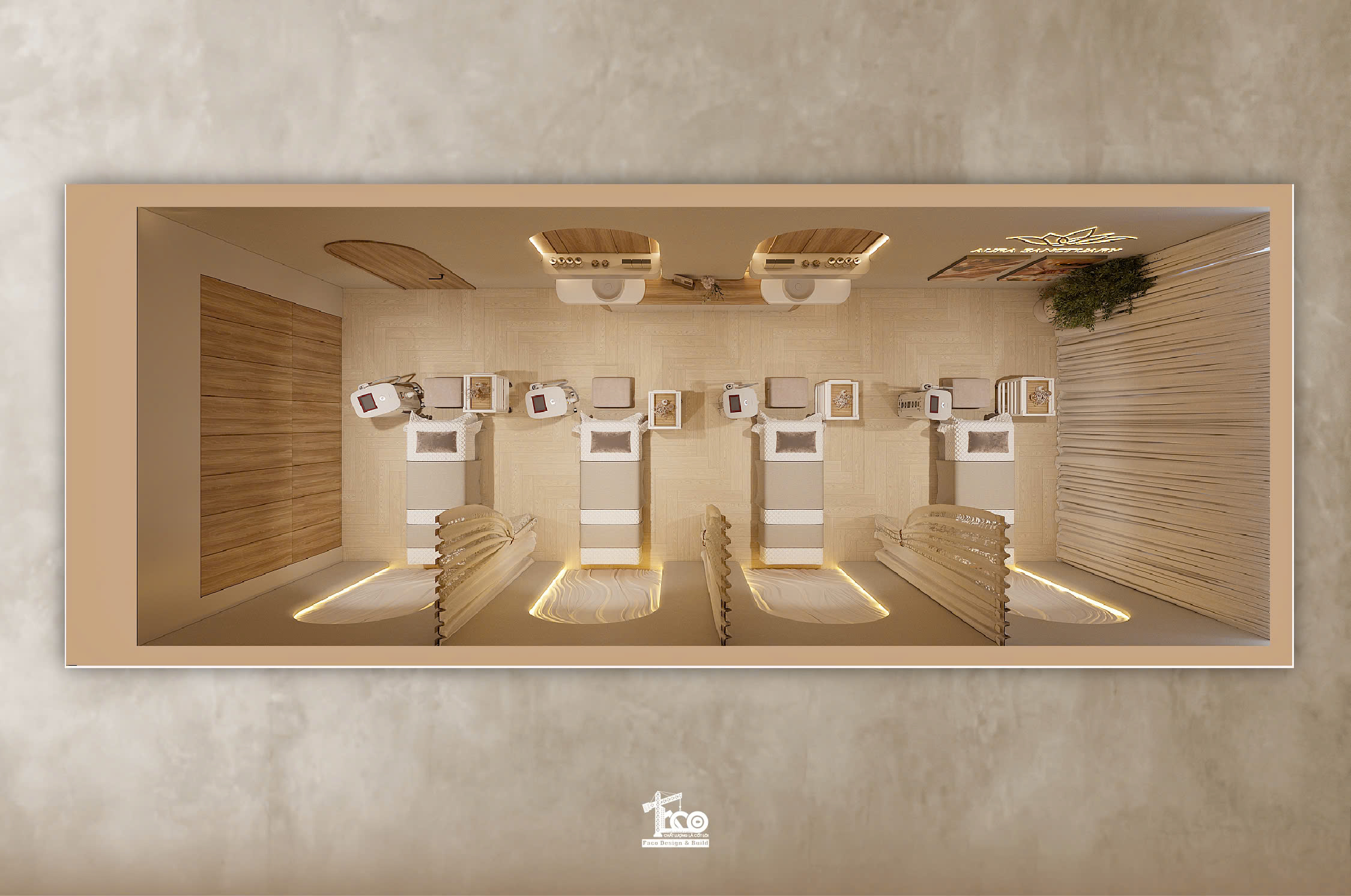 Review Thiết Kế 3D Aura Sanctuary Spa – Dòng Chảy Chữa Lành Nơi Không Gian Tĩnh Lặng Bố trí mặt bằng phòng điều trị spa Aura Sanctuary