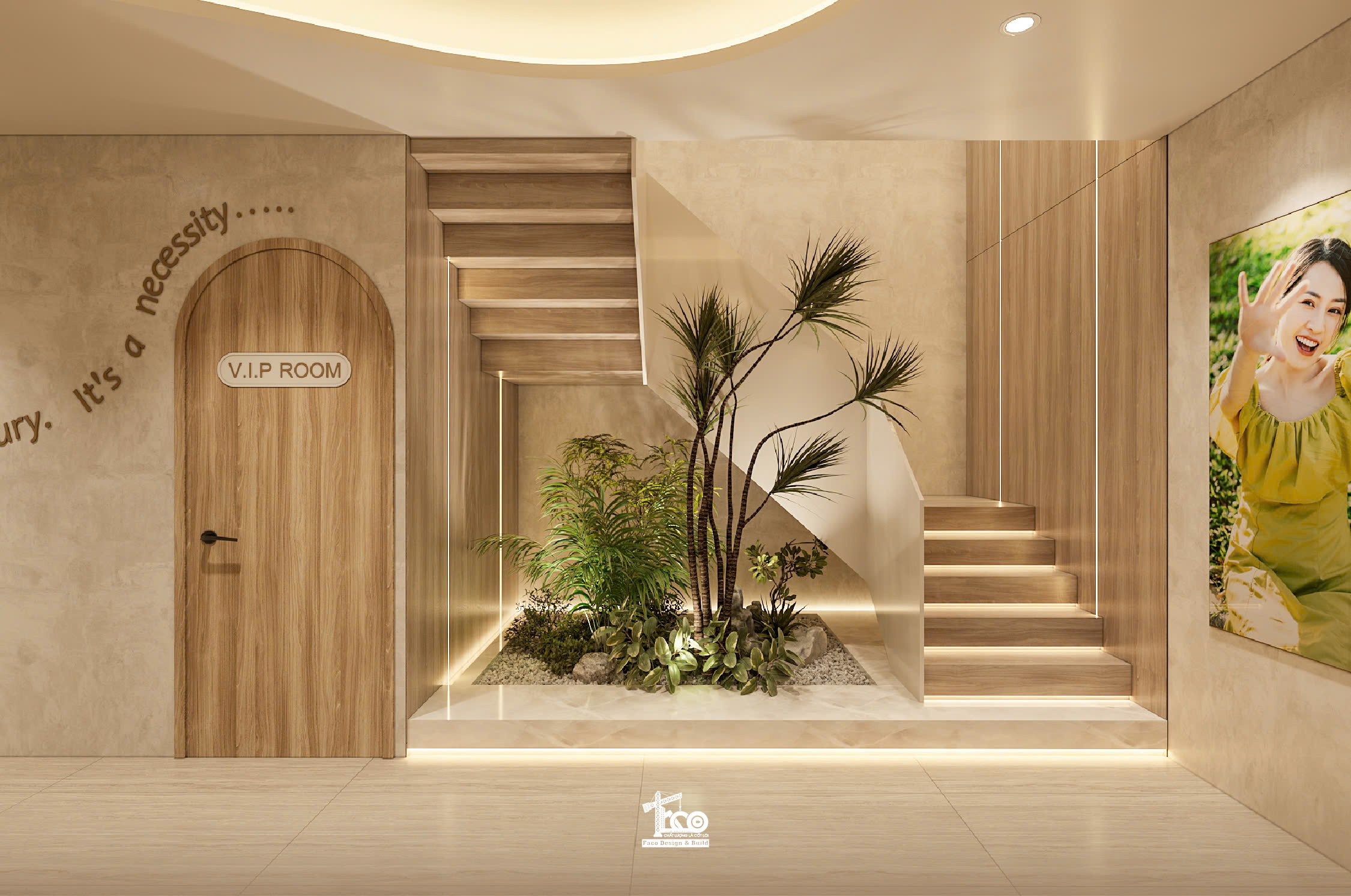 Review Thiết Kế 3D Aura Sanctuary Spa – Dòng Chảy Chữa Lành Nơi Không Gian Tĩnh Lặng Mảng xanh nhấn nhá không gian spa