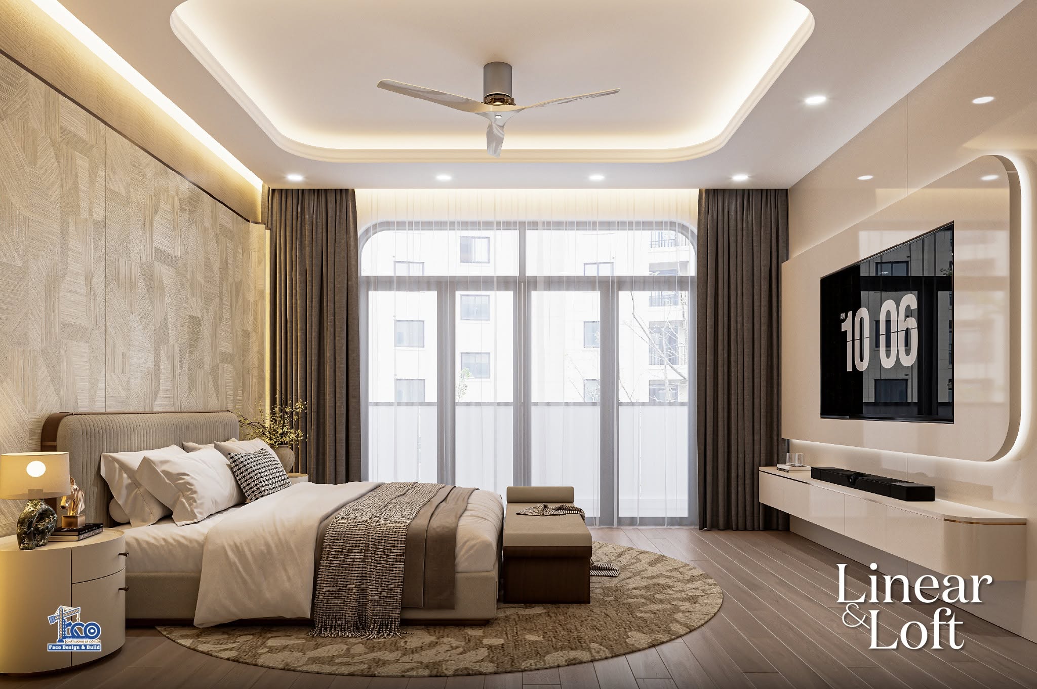 Linear & Loft – Nội Thất Nhà Phố Đà Lạt Sang Trọng, Tinh Tế Thiết kế phòng ngủ nhà phố tối giản với tông màu beige ấm áp