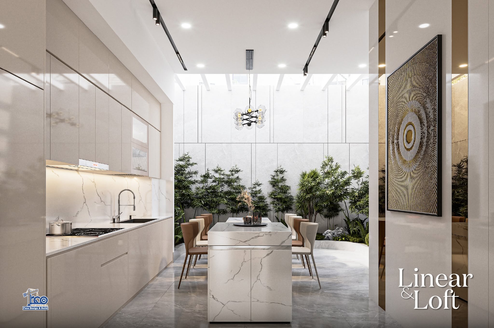 Linear & Loft – Nội Thất Nhà Phố Đà Lạt Sang Trọng, Tinh Tế Bếp sang trọng tô điểm sự đẳng cấp của gia chủ