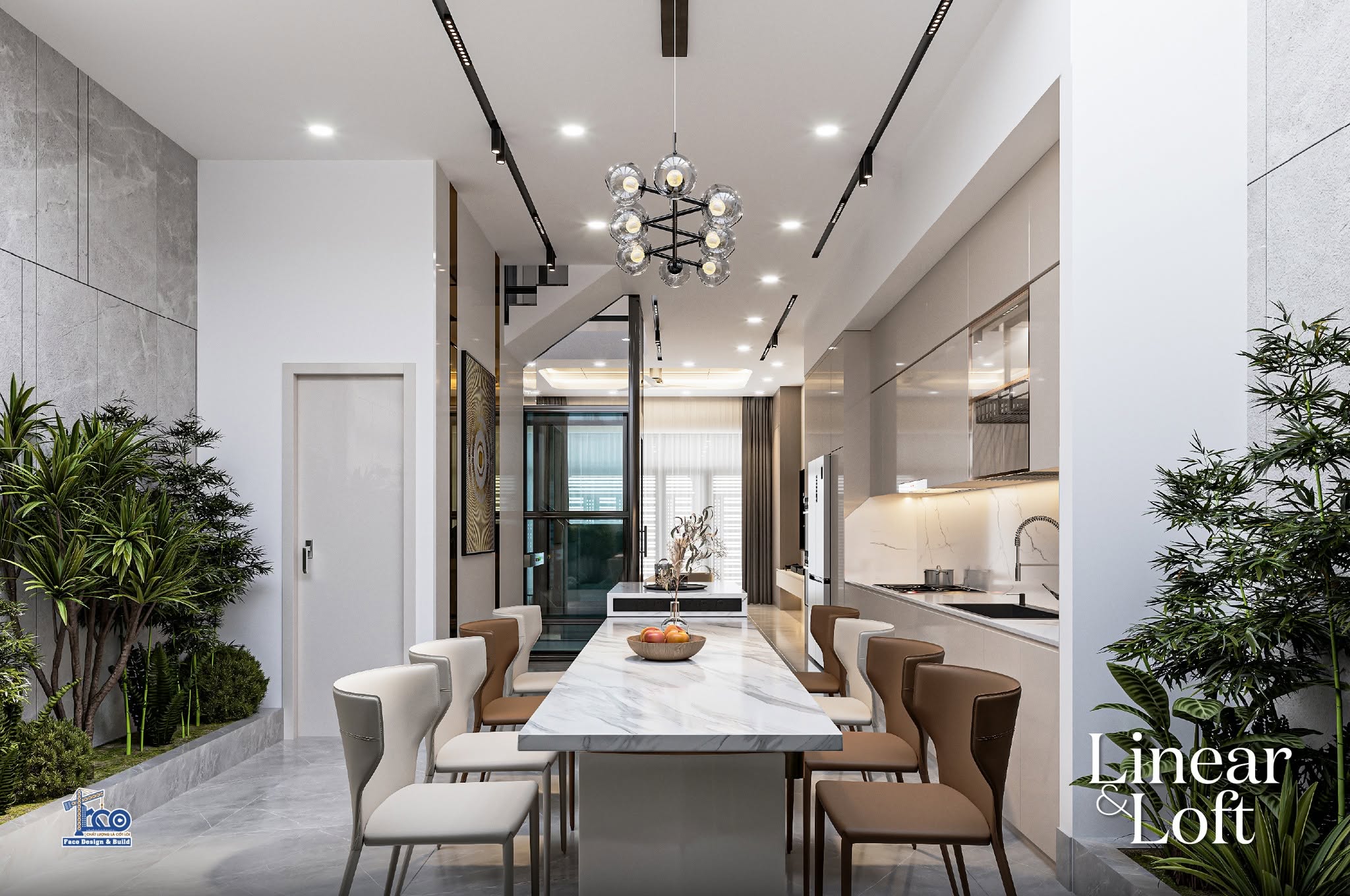 Linear & Loft – Nội Thất Nhà Phố Đà Lạt Sang Trọng, Tinh Tế Nội thất nhà bếp hiện đại
