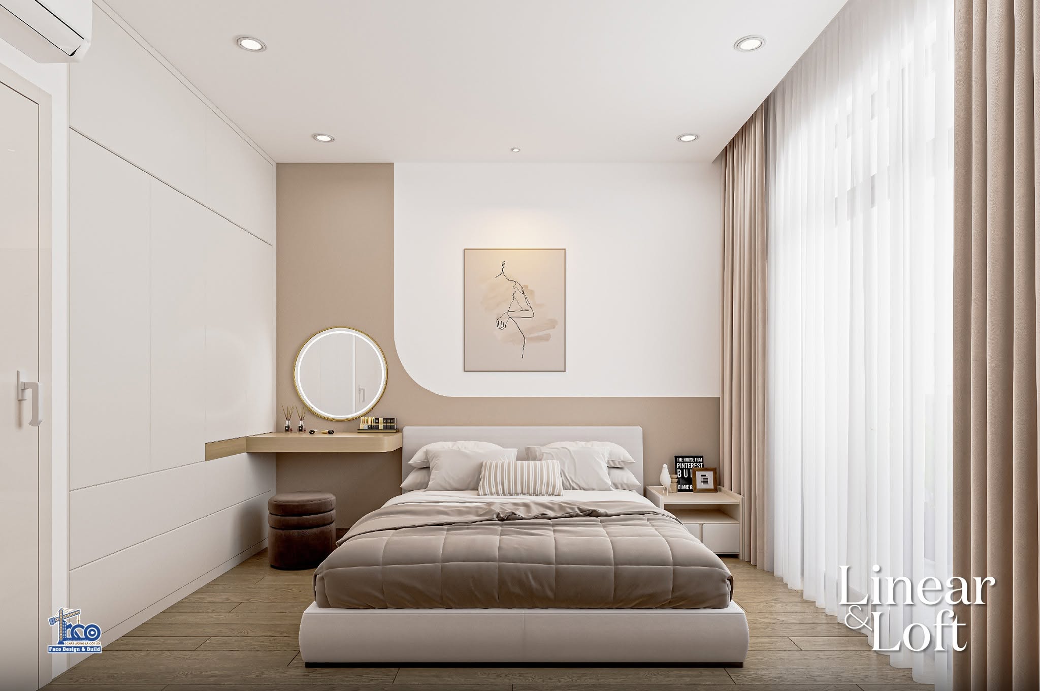 Linear & Loft – Nội Thất Nhà Phố Đà Lạt Sang Trọng, Tinh Tế Phòng ngủ tràn ngập ánh sáng tự nhiên
