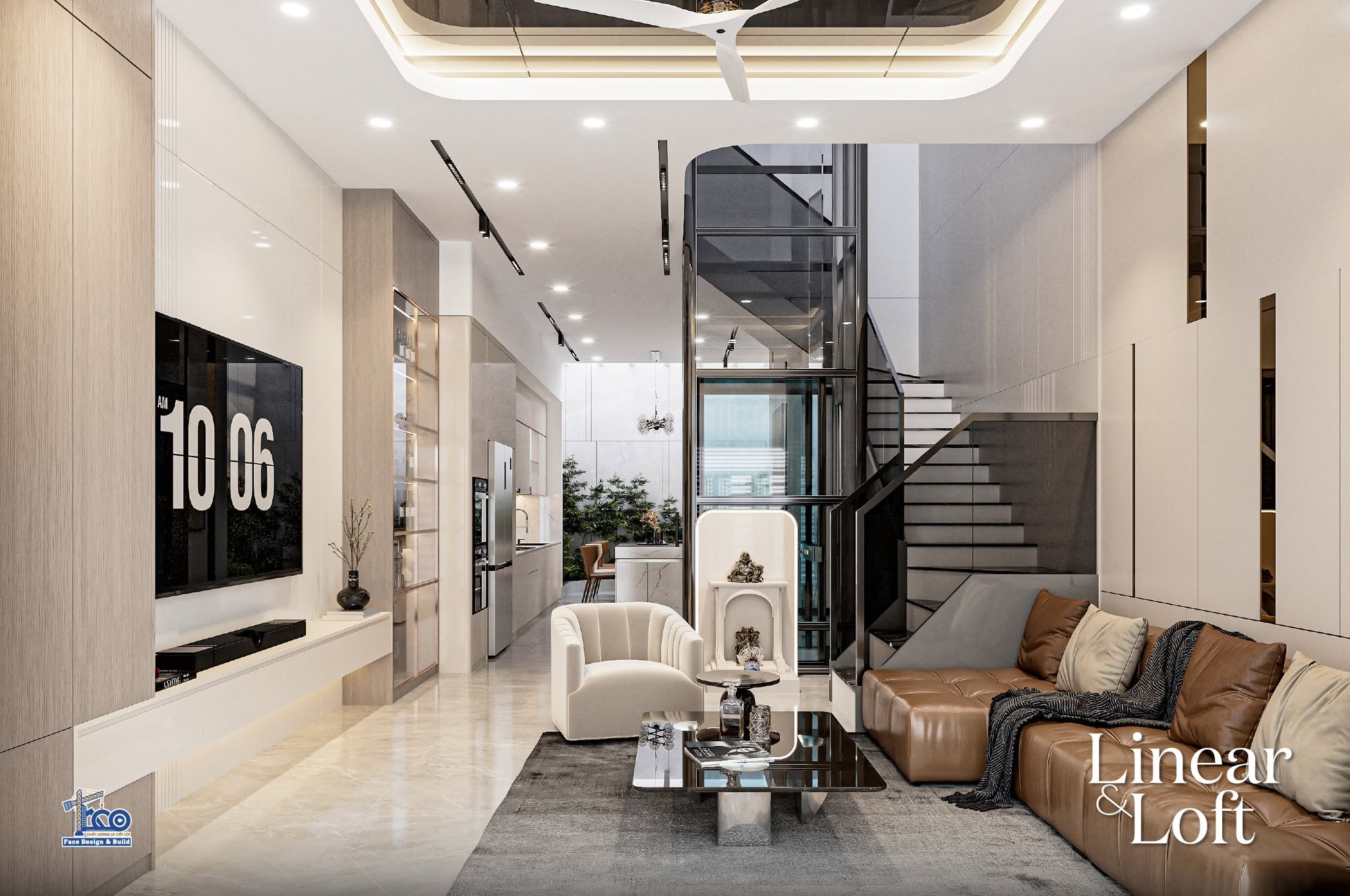 Linear & Loft – Nội Thất Nhà Phố Đà Lạt Sang Trọng, Tinh Tế Thiết kế nội thất phòng khách nhà phố Đà Lạt