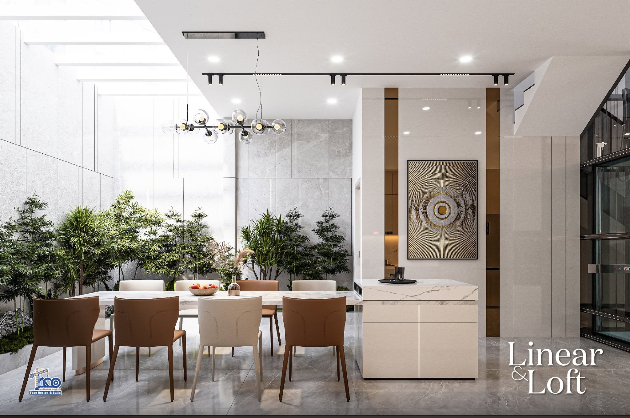 Linear & Loft – Nội Thất Nhà Phố Đà Lạt Sang Trọng, Tinh Tế Thiết kế phòng ăn hiện đại sang trọng tại dự án Linear & Loft